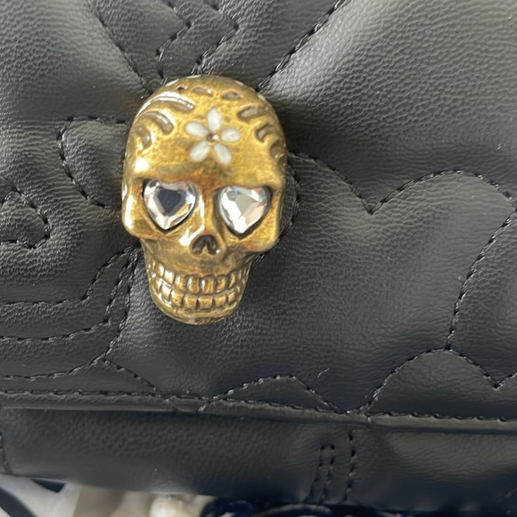 BETSEY JOHNSON BLACK QUILTED FABULOUS SKULL BAG - Picture 2 of 16